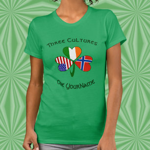 Personalised Norway Ireland USA Shamrock Women's T-Shirt