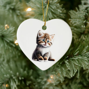 Personalised Norwegian Forest Kitten Ceramic Tree Decoration