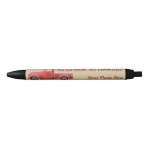 Personalised Not Old, Vintage Little Red Truck Blue Ink Pen