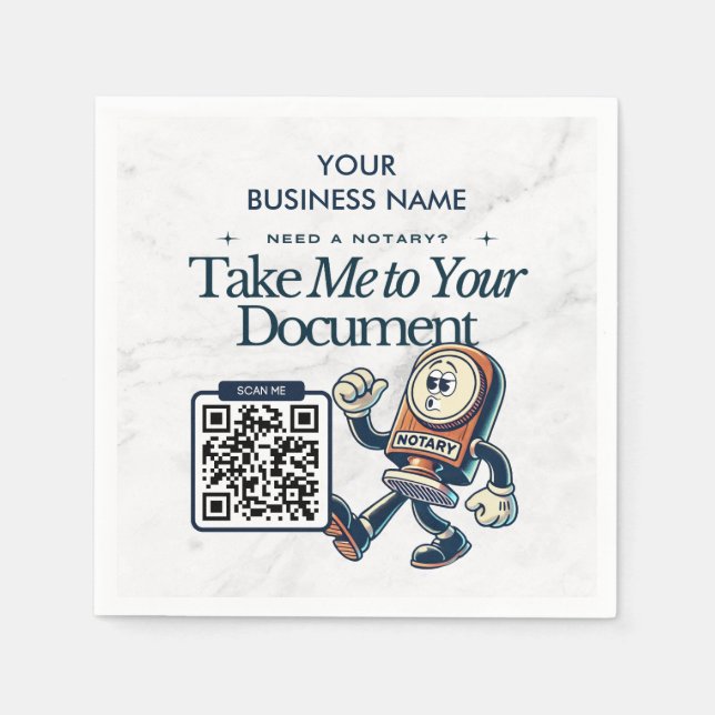 Personalised Notary Public Marketing with QR Code  Napkin (Front)