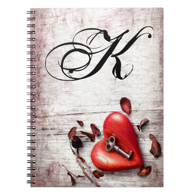 Personalised Note Book Country Wood Key to my Hear (Front)