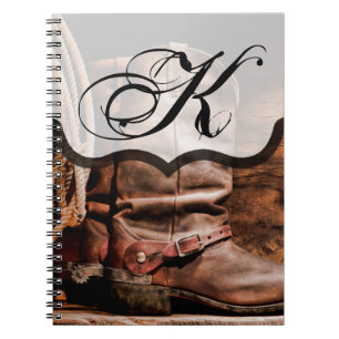 Personalised Note Book Cowboy Boots Barn Wood Rust