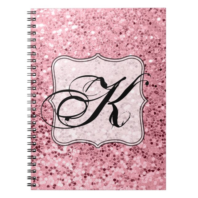 Personalised Note Book Rose Gold Glitter (Front)