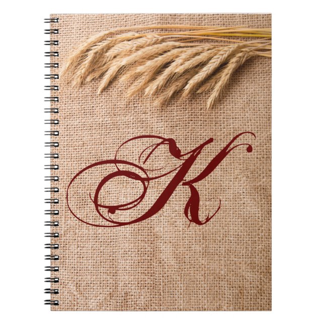 Personalised Note Book Wheat on Burlap Sack Countr (Front)