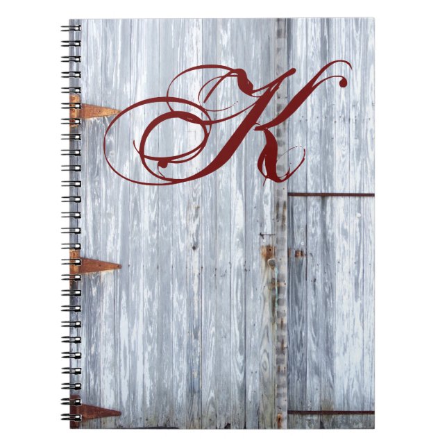 Personalised Note Book White Wash Wood Barn Door C (Front)