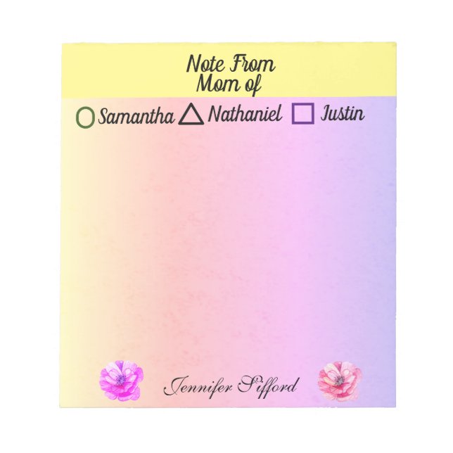 Personalised Note from Mum of Notepad (Front)