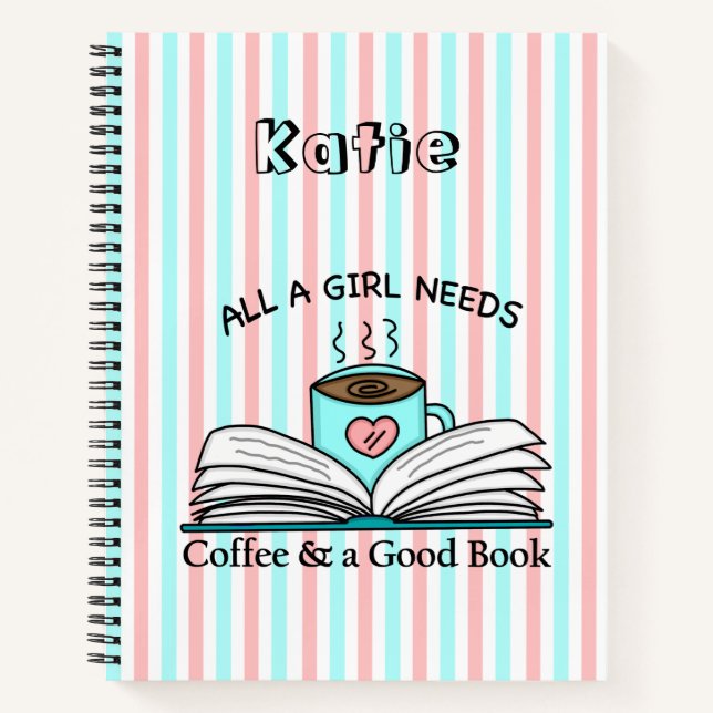 Personalised Notebook | Coffee and a Good Book (Front)