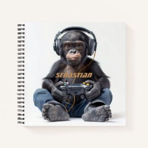 Personalised Notebook Gamer Chimp for Kids