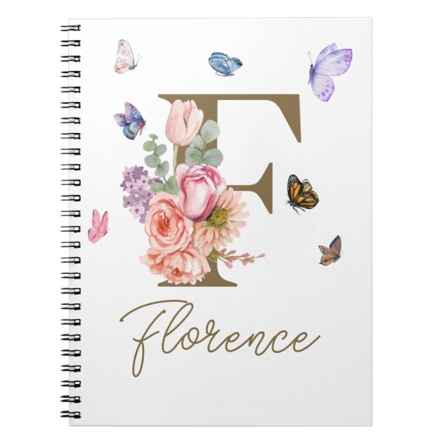 Personalised Notebook Initial Butterfly  (Front)