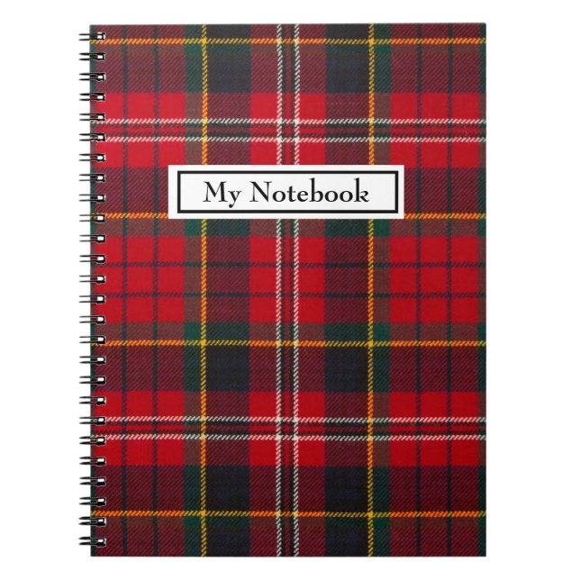 Personalised Notebook - Red Tartan Macpherson Clan (Front)