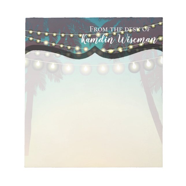 Personalised Notepad Beach Sunset Palm Tree String (Front)