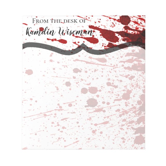 Personalised Notepad Blood Splatter Vampire Gothic (Front)
