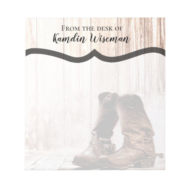 Personalised Notepad Boots Country Rustic Western (Front)