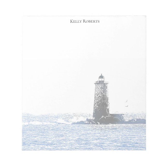 Personalised Notepad Coastal Lighthouse and Ocean (Front)