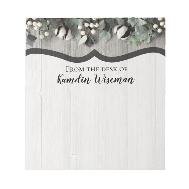 Personalised Notepad cotton plant berries barn woo (Front)