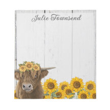 Personalised Notepad - Desk Accessories - Cow