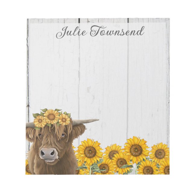 Personalised Notepad - Desk Accessories - Cow (Front)