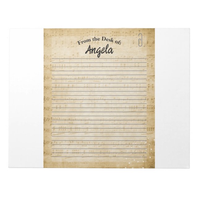 Personalised Notepad for Music Lovers. (Front)