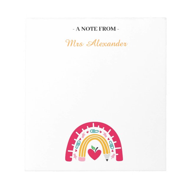 Personalised Notepad for Teachers, Cute Notepad wi (Front)