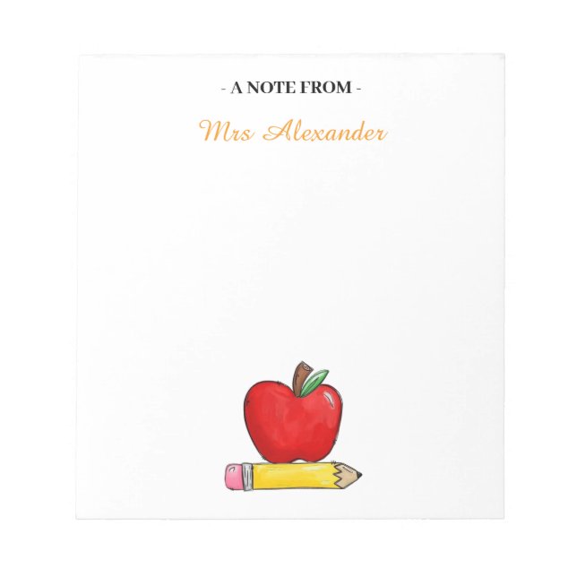 Personalised Notepad for Teachers, Cute Notepad wi (Front)