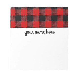 Personalised Notepad Red Plaid