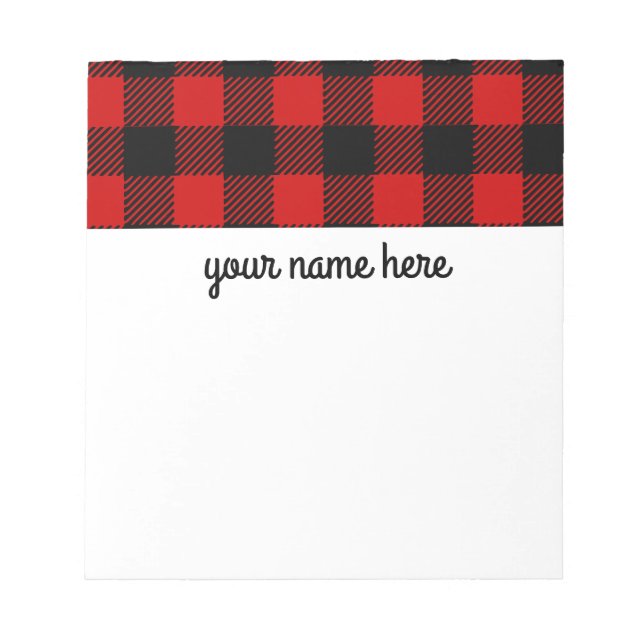 Personalised Notepad Red Plaid (Front)