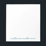 Personalised Notepad Script Name Feminine Gift<br><div class="desc">An elegant notepad to customise with any name.  The colour choice can be changed to fit your style.</div>