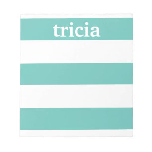 Personalised Notepad, Teal & White Rugby Stripes Notepad