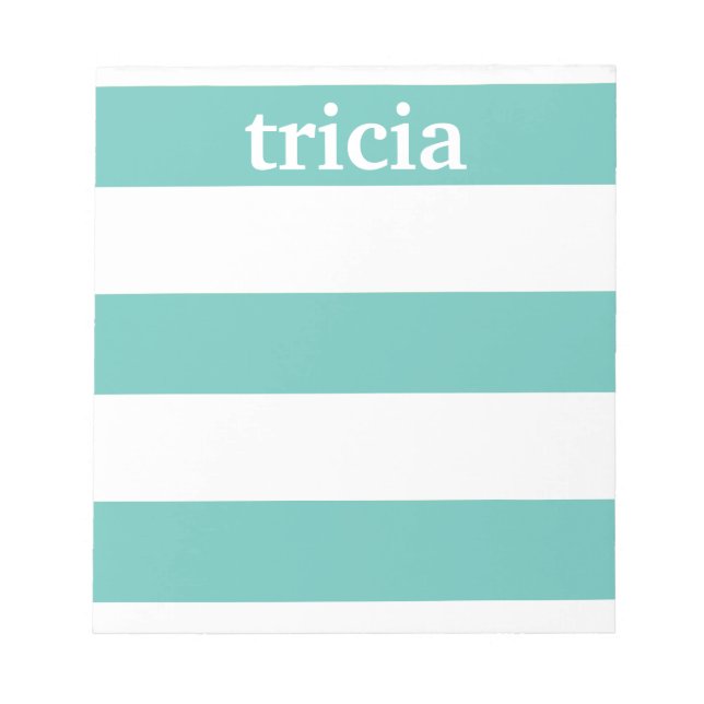 Personalised Notepad, Teal & White Rugby Stripes Notepad (Front)