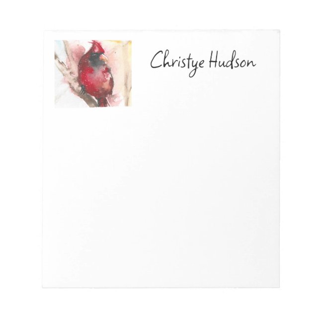 Personalised Notepad, watercolor Cardinal Notepad (Front)