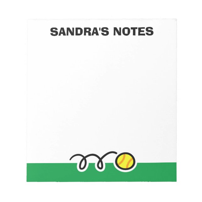 Personalised notepad with cute softball design (Front)