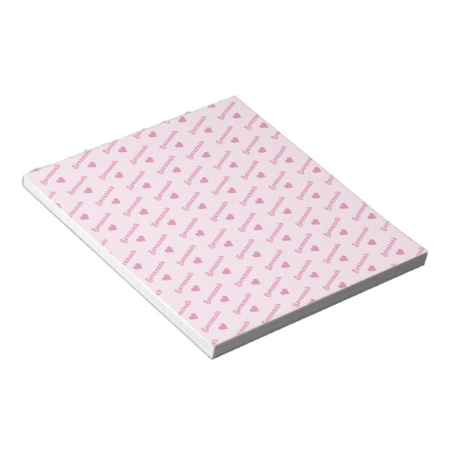 Personalised Notepad with Name and Hearts (Angled)