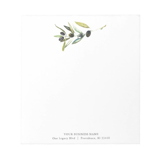 Personalised Notepads Watercolor Olive Branch (Front)