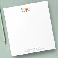 Personalised Notepads Watercolor Red Dragonfly