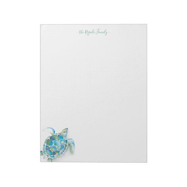 Personalised Notepads Watercolor Sea Turtle (Rotated)