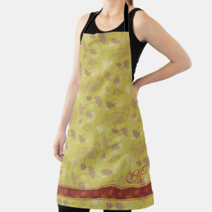 Personalised Novelty Ginkgo Olive Green Pattern Apron