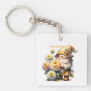 Personalised November Birth Month Garden Gnome  Key Ring