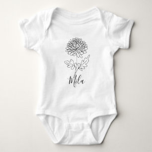 Personalised November Chrysanthemum Birth Flower  Baby Bodysuit