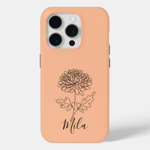 Personalised November Chrysanthemum Birth Flower  iPhone 15 Pro Case