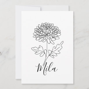 Personalised November Chrysanthemum Birth Flower Invitation