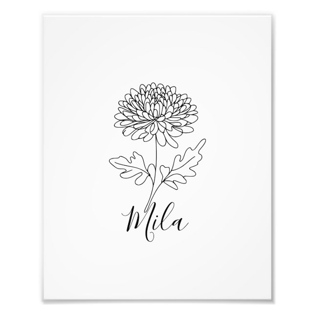 Personalised November Chrysanthemum Birth Flower  Photo Print (Front)