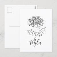 Personalised November Chrysanthemum Birth Flower 