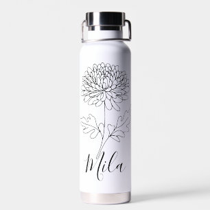 Personalised November Chrysanthemum Birth Flower  Water Bottle