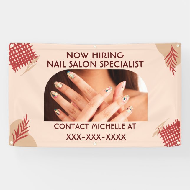 Personalised Now Hiring Nail Salon Specialist Banner (Horizontal)