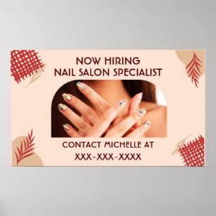 Personalised Now Hiring Nail Salon Specialist Poster