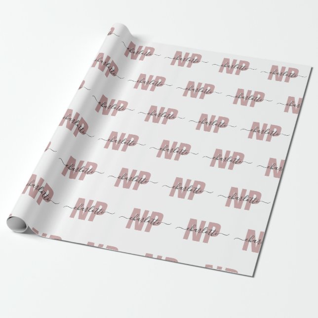 Personalised NP Nurse Practitioner Graduation Chic Wrapping Paper (Unrolled)