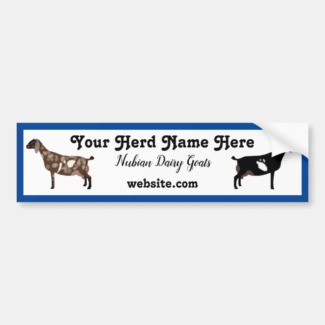 Personalised Nubian Dairy Goat Bumper Sticker (Front)