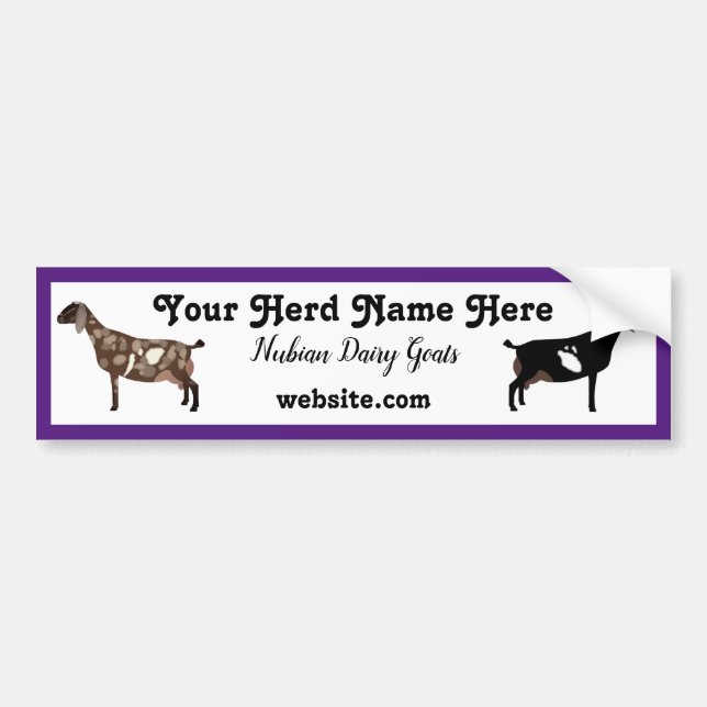 Personalised Nubian Dairy Goat Bumper Sticker (Front)
