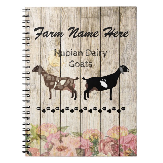 Personalised Nubian Dairy Goat Farm Notebook (Front)