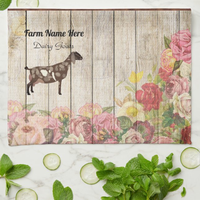 Personalised Nubian Dairy Goat Kitchen Towel (Folded)